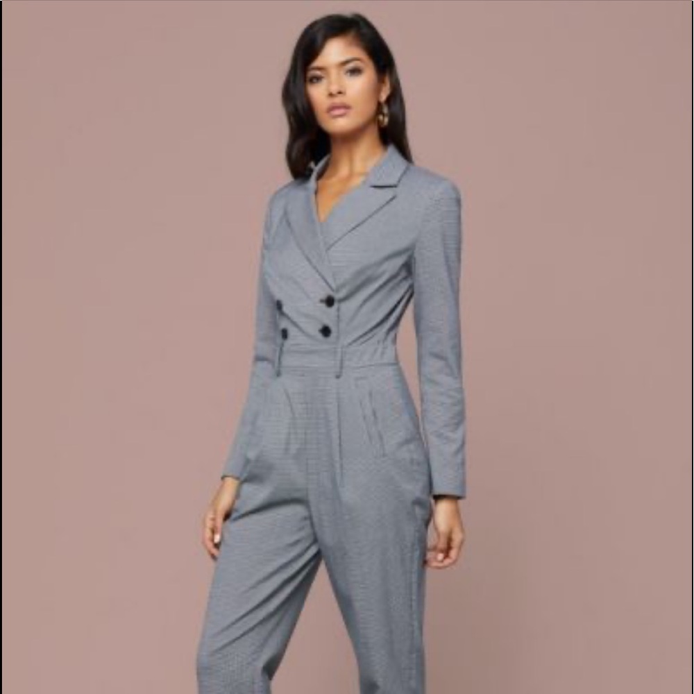 BEBE Micro Houndstooth Jumpsuit Pantsuit Jumper 6